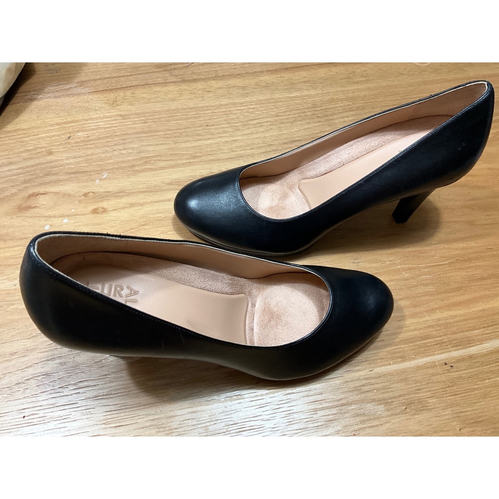 Naturalizer Michelle Black Leather Round Toe Pumps Heels Womens 10M